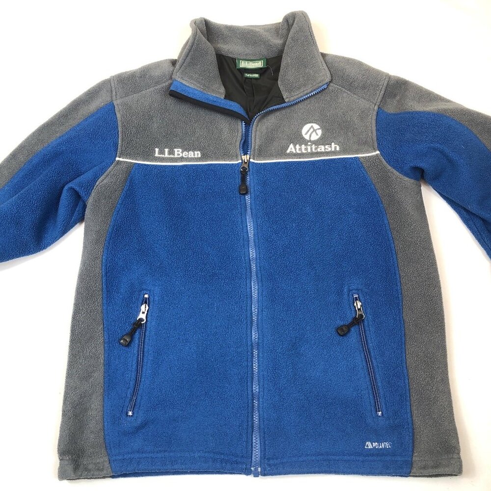 LL Bean Mens Attitash Perfect Turn Blue Fleece Full Zip Polartec Jacket Medium - Picture 3 of 13